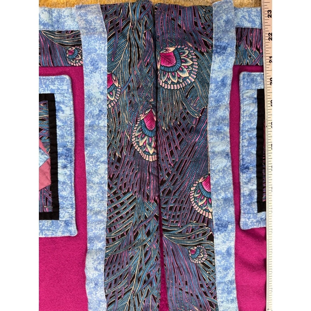 Vintage Quilted Patchwork JE Morgan Fleecewise Cardigan Jacket M Magenta Peacock - Picture 12 of 12